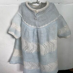 Elegant Blue and White Knit Sweater